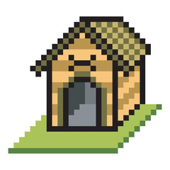 Fototapeta premium Dog house with pixel art design