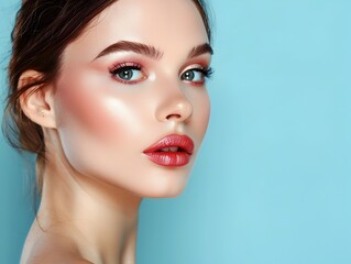 Professional Makeup Mastery A Models Flawless Look for Decorative Cosmetics Advertising