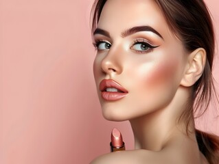 Professional Makeup Showcase A Models Flawless Visage Advertising Decorative Cosmetics