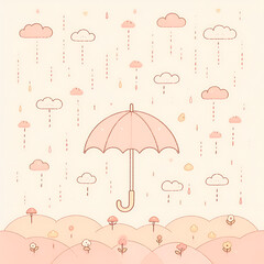 rainy day umbrella.Generative AI