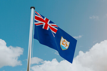 Anguilla National Flag with Sky Background 3d illustration image