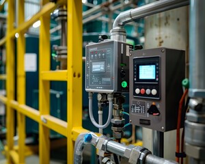 Illustration of Utilizing connected sensors and devices to collect and analyze data from industrial equipment and processes. Ai Generate.