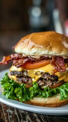 A classic cheeseburger with layers of melted chees 34 1