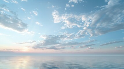 Obraz premium Sunset Seascape: A tranquil view of the ocean meeting the sky, painted with hues of orange and pink as the sun dips below the horizon