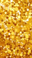 Luxury gold background with golden shining glowing glitter particles, seamless loop with circle of bubbles or coins.
