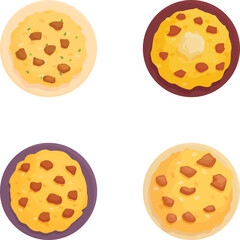 Assorted homemade cookies set with illustrations a collection of delicious. Colorful. And tasty desserts. Baked goods. And snacks in a variety of flavors. Including chocolate chips. Sugar. Nuts