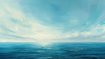 Obraz premium Beautiful summer day with blue sky, ocean waves, and sunlight reflecting on the water