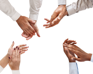 Business png people clapping, transparent background
