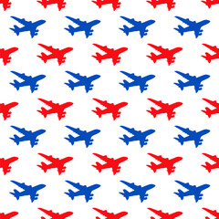 airplanes silhouettes. Seamless airplane pattern. Planes in flight, takeoff, running, landing. Aircraft silhouette in the sky. aircraft icon and set of passenger plane silhouette