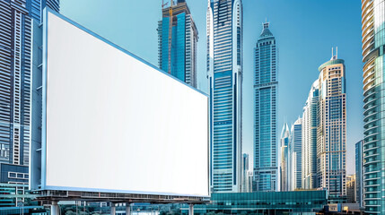 Blank Billboard in Modern Urban Cityscape in Dubai