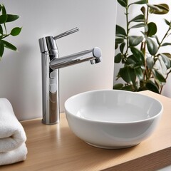White Sink With Chrome Faucet