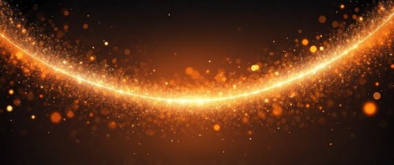 abstract bright glitter bokeh orange rays of light beams spectrum banner illustration