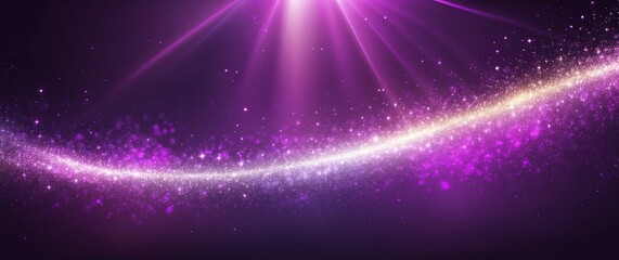abstract bright glitter bokeh purple rays of light beams spectrum banner illustration