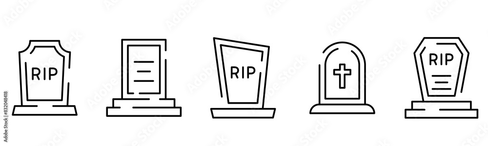 Wall mural Tombstone icon set an illustration