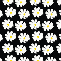 Abstract hand-drawn daisy flower pattern.vector illustretion, black and white botanical daisy flowers design.