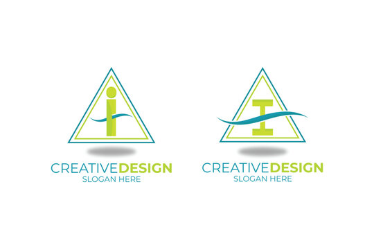 vector i Letter minimalist business company Logo Design Free Icon
