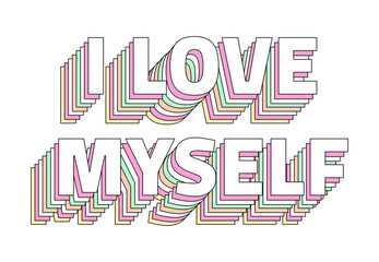 Png I love myself layered text typography retro word