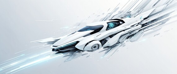 white digital speed future technology abstract concept background banner illustration