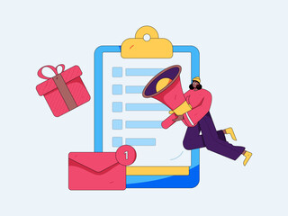 Invite friends to conduct questionnaire flat vector concept operation hand drawn illustration
