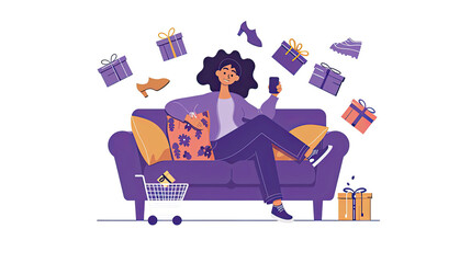 Online shopping and gift purchasing illustration generated with AI