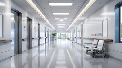 bright hospital corridor of a modern hospital
