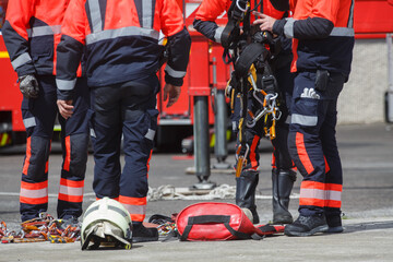 firefighters preparing for a rescue operation