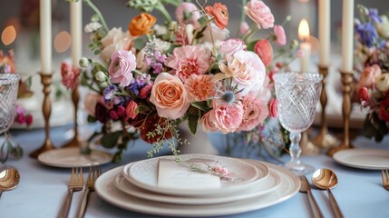 Fototapeta premium a retro-inspired wedding with vintage elements and modern touches, romantic and elegant