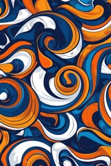 Fototapeta premium Dynamic Abstract Soccer Jersey Design Pattern for Sublimation with Vibrant Swirling Lines in Orange, Blue, and White