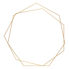 Hexagonal gold frame png geometric shape, transparent background