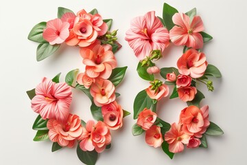 Obraz premium inscription march 8 number decorated with flowers