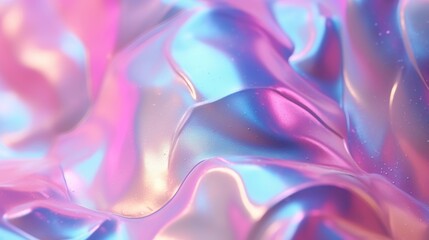 Detailed view of vibrant pink and blue fabric, showcasing holographic foil textures
