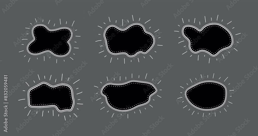 Poster set of animated frames in hand drawn style with empty space for text. stickers, labels for writing t