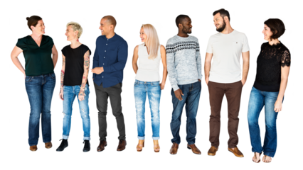 Diverse group of Adult people, looking at each other posing for a picture