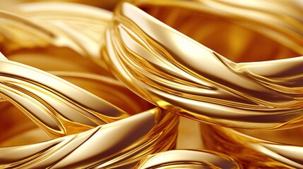 Luxury golden wave lines abstract background with golden shining glowing glitter particles, jewelry pattern.