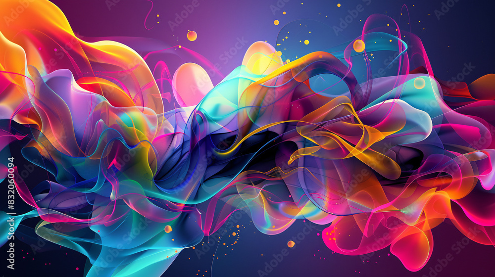 Poster a colorful, swirling mass of light and color. the image is abstract and seems to be a representation