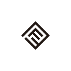 Letter F in number 3  square, elegant geometric symbol simple logo vector