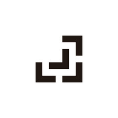 Letter J pointers, square geometric symbol simple logo vector