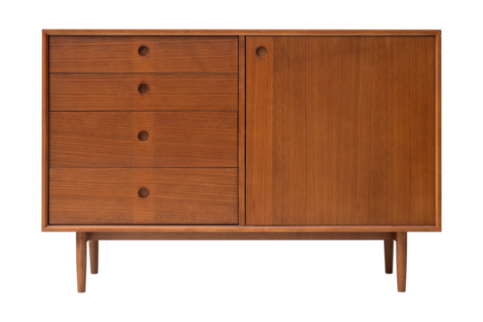 Vintage sideboard png mockup in mid century modern design