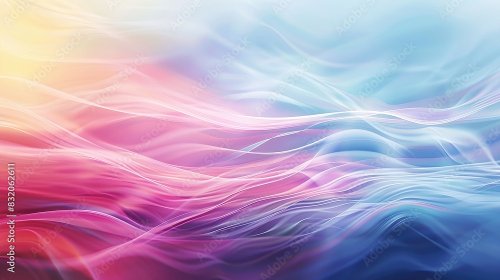 Poster abstract background with blurred and striped waves in multiple colors