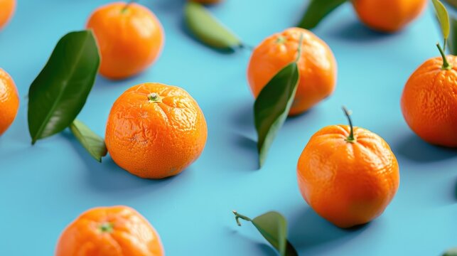 Close up of Mandarin on a Blue Background