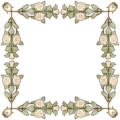 Art nouveau png rose frame, remixed from the artworks of Alphonse Maria Mucha