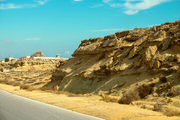 Roads on the island through clay hills. Qeshm, Iran