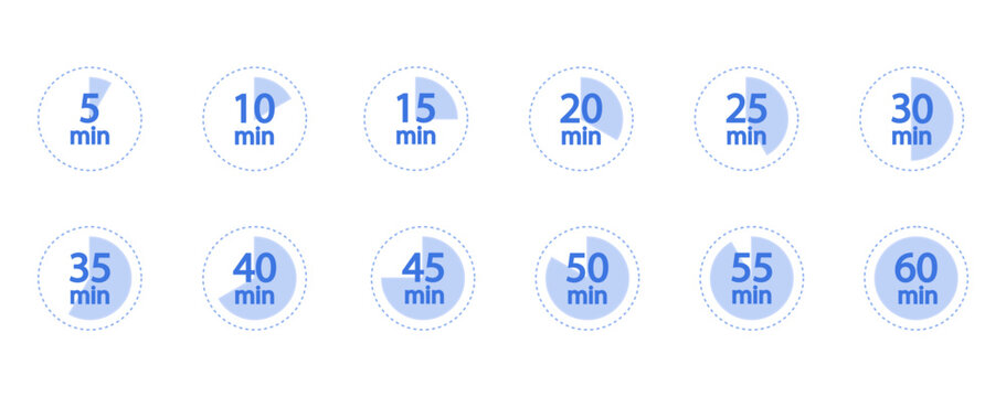 Stopwatch and Timer Icons Set. Label measure time, cooking time and more