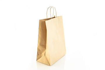 Craft bag for food on white background, paper pack of carton eco zero waste, storage, blank, white...