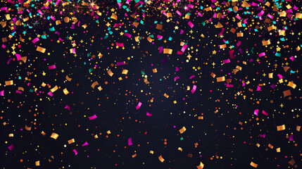 3d abstract colorful glitter in shades of pink, purple, blue, red and yellow in front of a dark glitter  background with a purple light from below, 3D illustration
