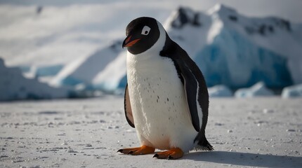 Obraz premium A penguin family's journey across Antarctica in search of a new home ai_generated