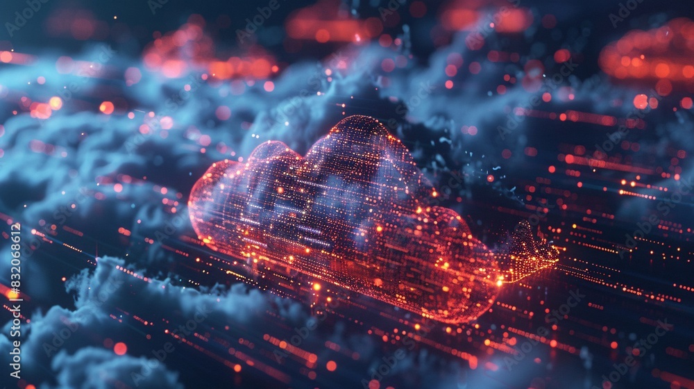 Poster cloud computing transfer big data on internet. futuristic digital technology.