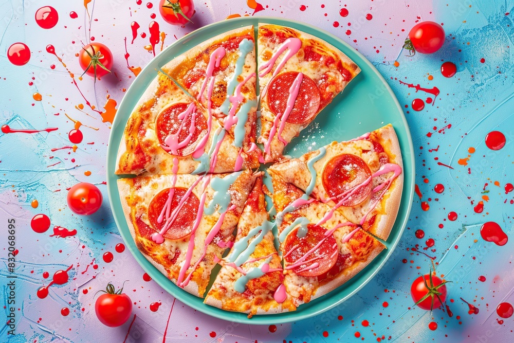 Wall mural Creative and Vibrant Pizza Presentation