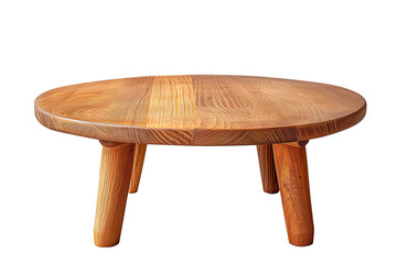 A wooden table with a round top and wooden legs