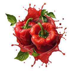 Red bell pepper juice splash for drink menu